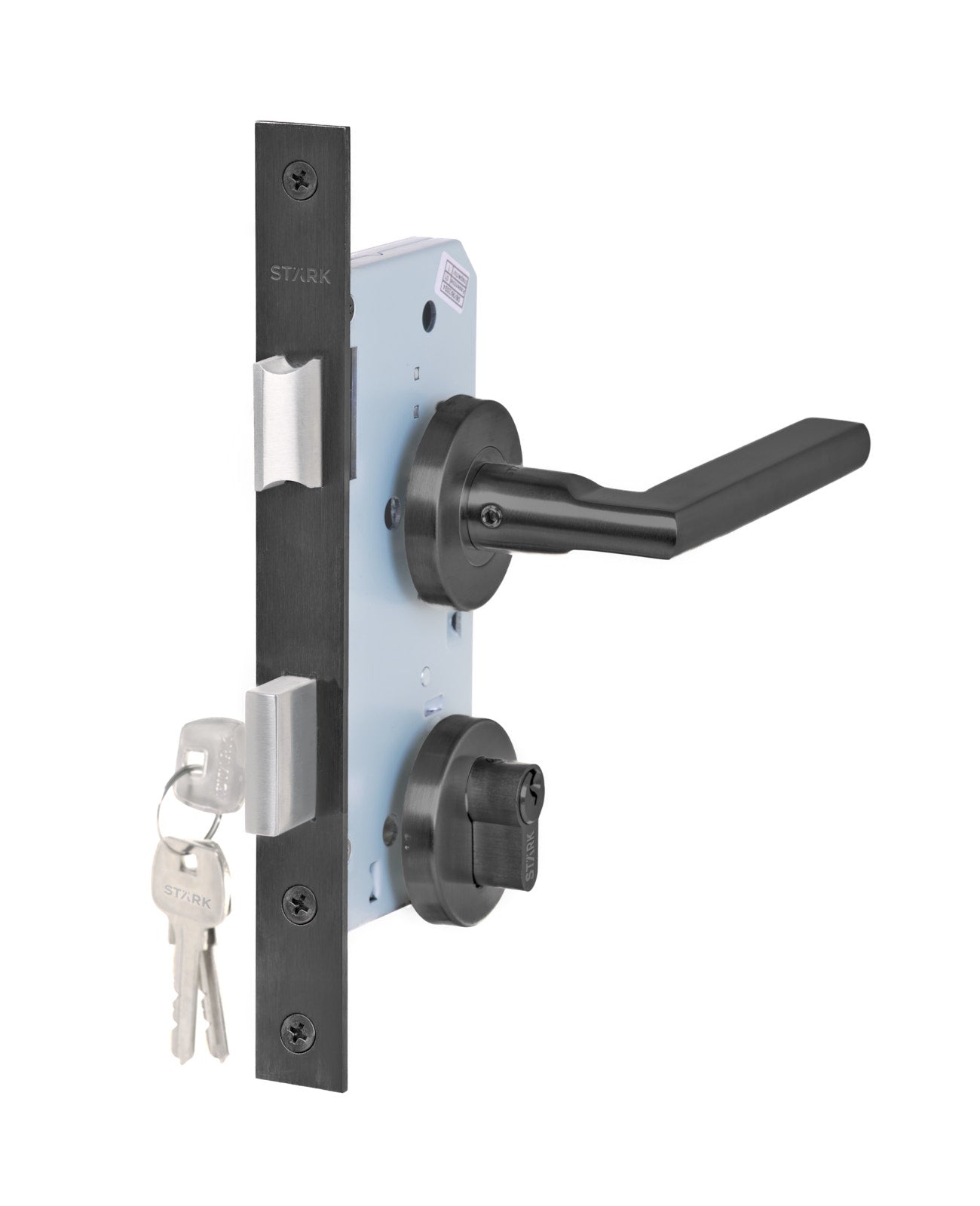 Cerradura de embutir puerta acceso principal. Cilindro ambos lados. Manilla interior derecha o izquierda, Modelo: MAITE. (Negro mate). SKU: SDE200-BL.KIT.MAITE1/2 — imagen 2