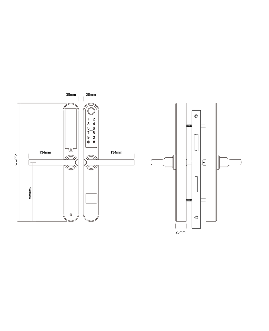 Cerradura Digital acceso principal. Modelo: S31B  (Resistente al agua). Manilla reversible. — imagen 2