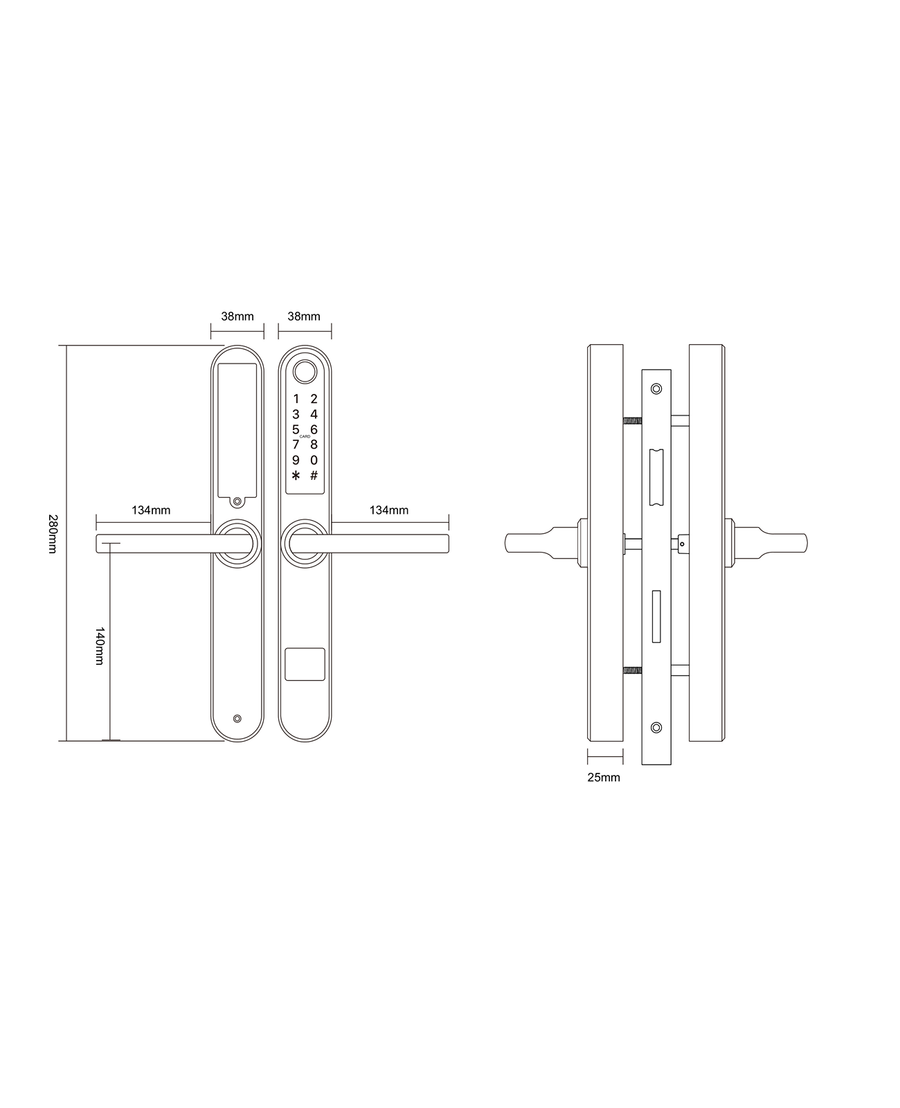 Cerradura Digital acceso principal. Modelo: S31B  (Resistente al agua). Manilla reversible. — imagen 2