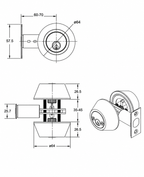 Cerrojo de seguridad, cilindro exterior e interior. (Acero inoxidable). SKU: SDCE0-AI