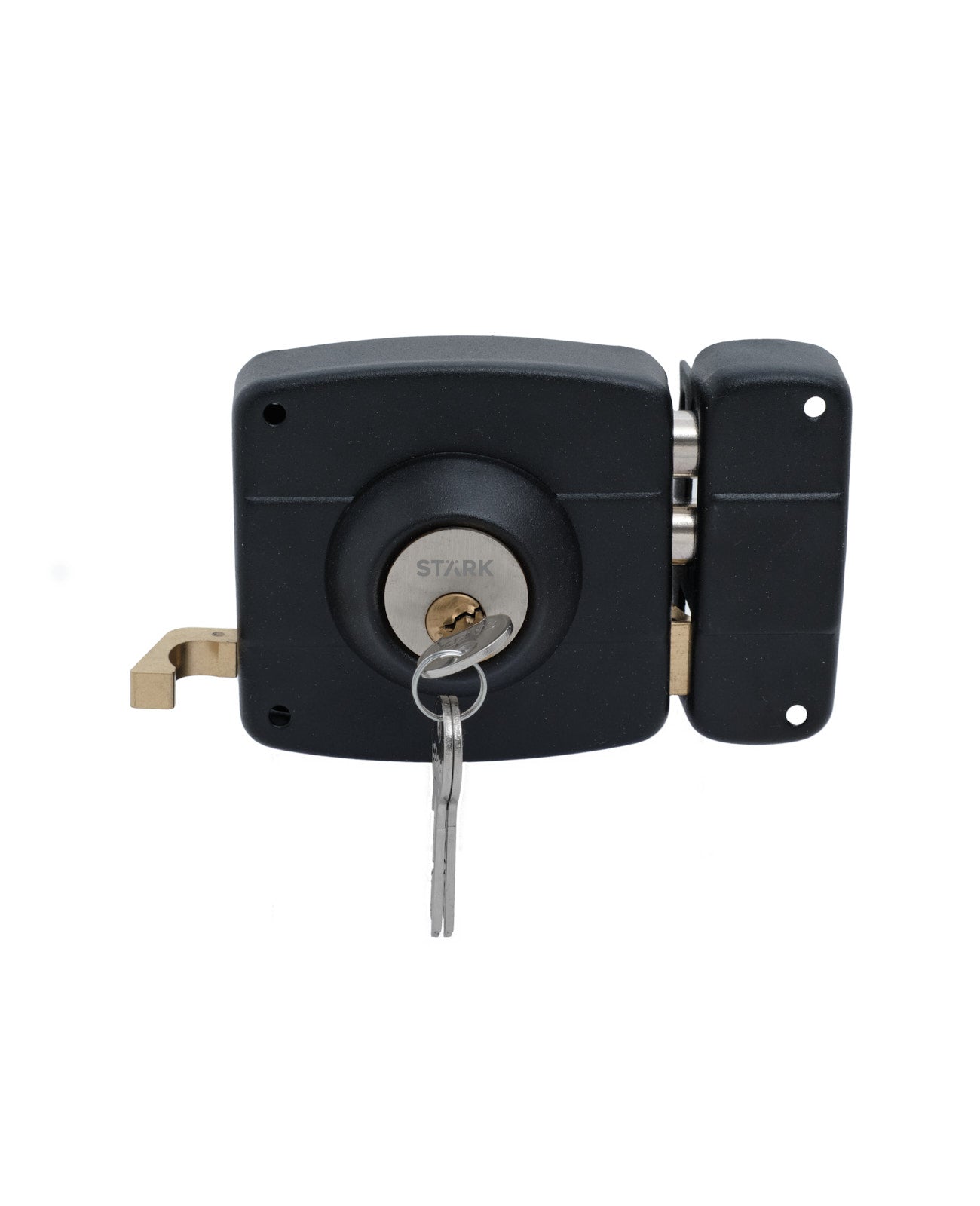 Cerradura de sobreponer mecánica, para puertas de abatir metálicas o de madera. SKU: SD110
