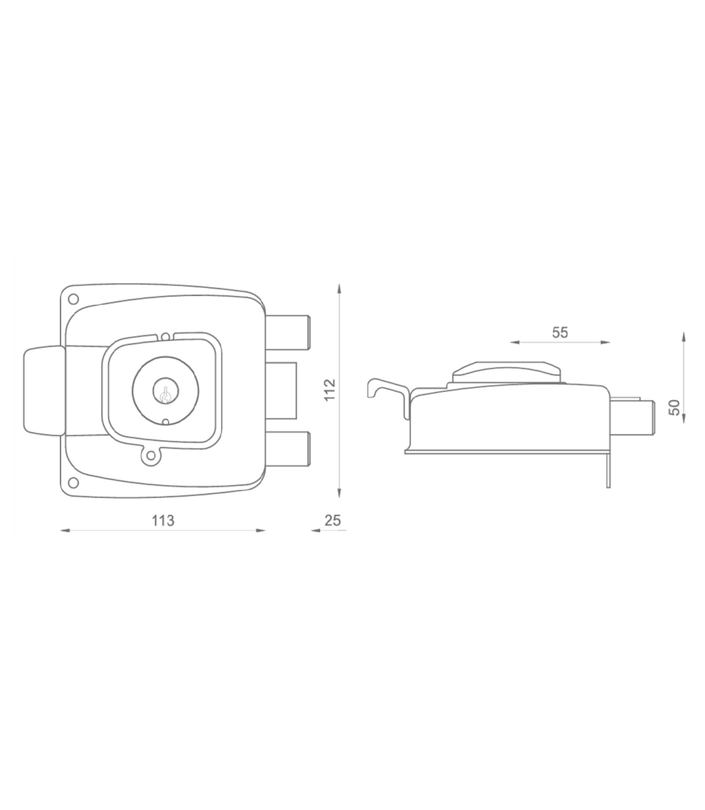 Cerradura de sobreponer mecánica, para puertas de abatir metálicas 30 mm. SKU: SD120.30