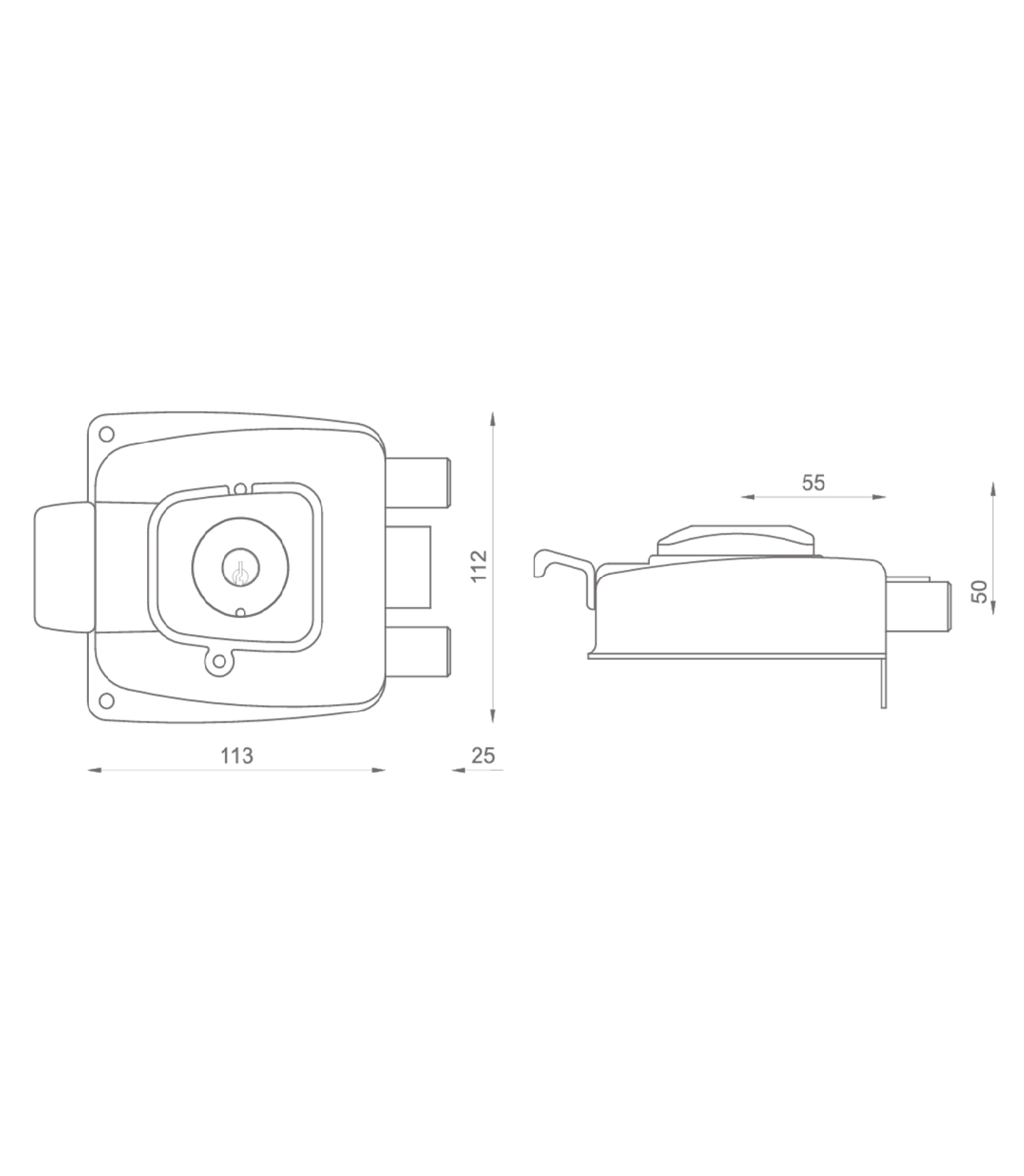 Cerradura de sobreponer mecánica, para puertas de abatir metálicas 30 mm. SKU: SD120.30