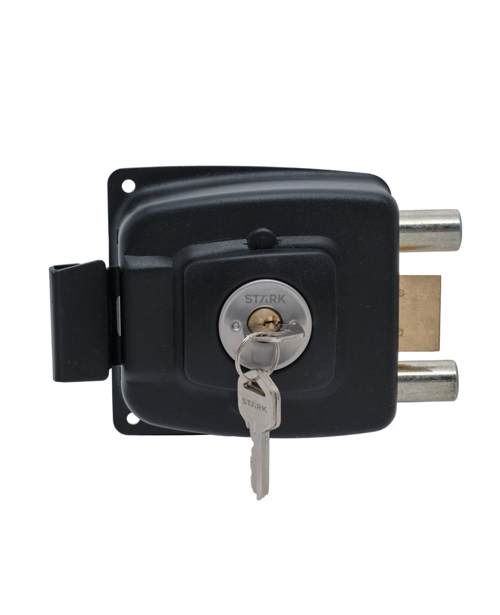 Cerradura de sobreponer mecánica, para puertas de abatir metálicas o de madera. SKU: SD120