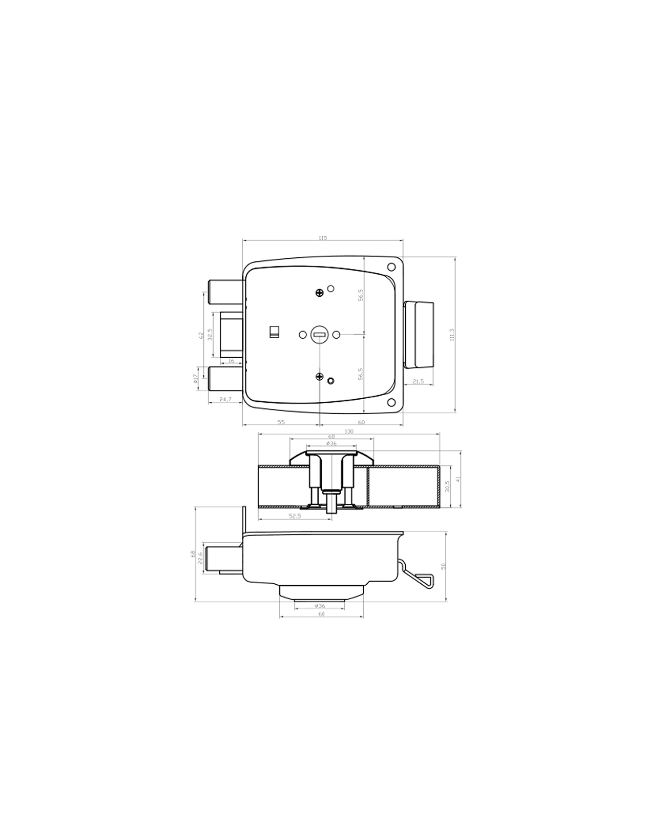 Cerradura de sobreponer mecánica, para puertas de abatir metálicas o de madera. SKU: SD120 — imagen 2