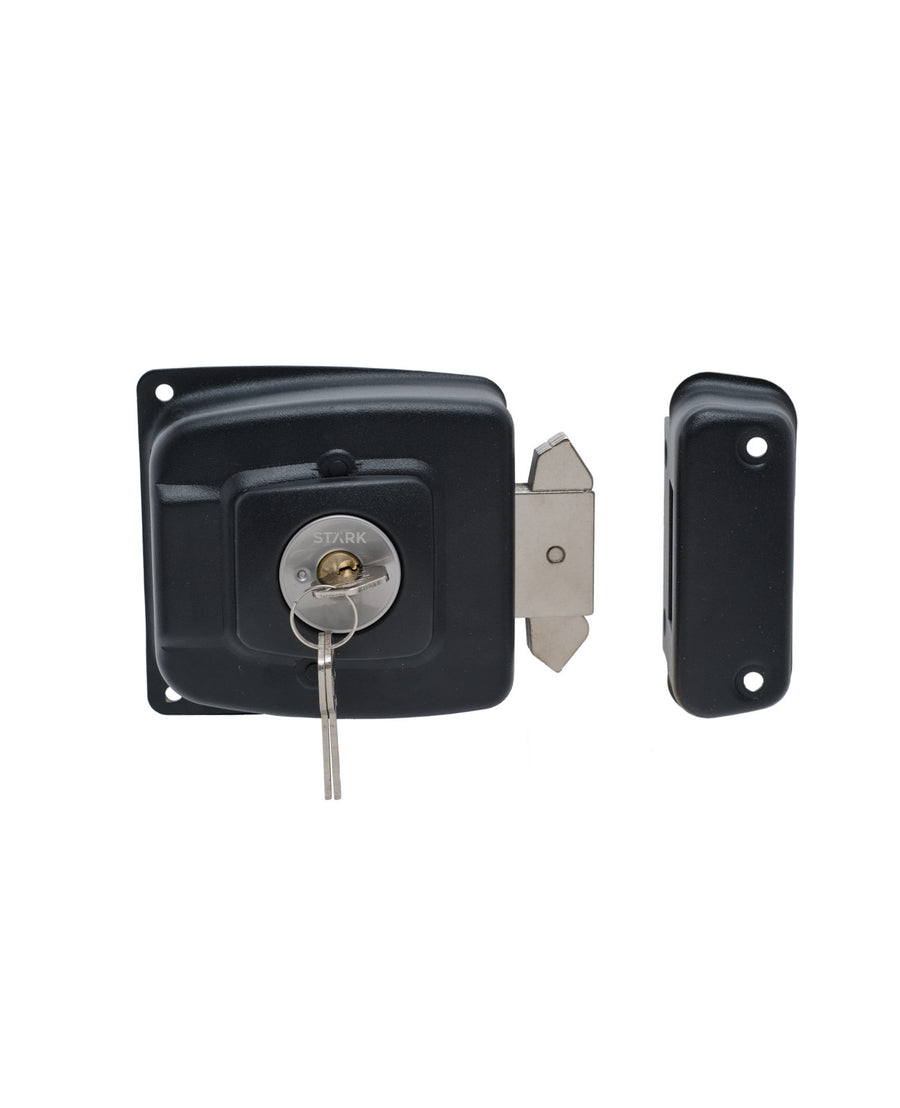 Cerradura de sobreponer mecánica, para puertas correderas metálicas o de madera. SKU: SD190
