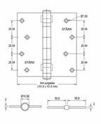 3 Bisagras con rodamientos de 4"x4". 2 mm espesor. (Acero inoxidable 304)