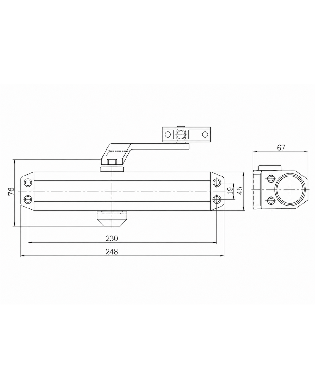 Brazo hidráulico alto tráfico; para puertas de 15 - 85 kgs. Negro