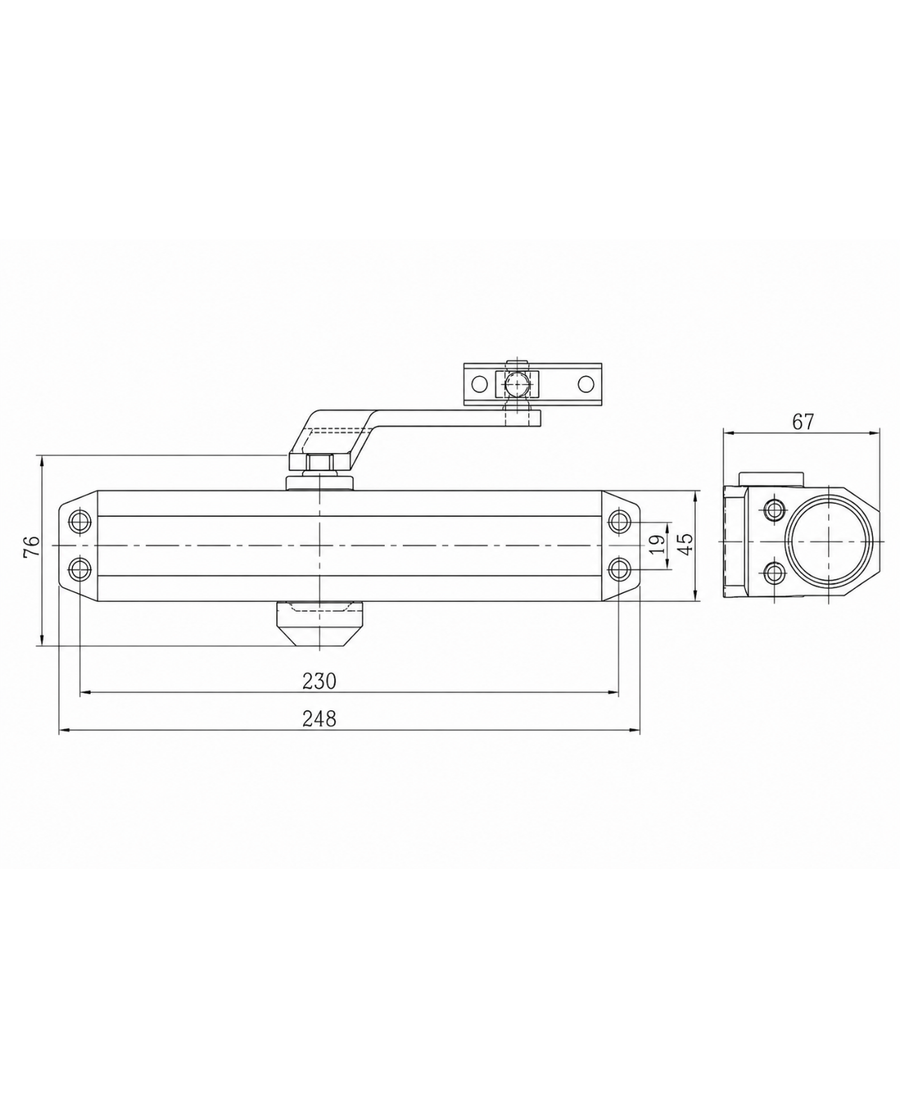 Brazo hidráulico alto tráfico; para puertas de 40 - 150 kgs.