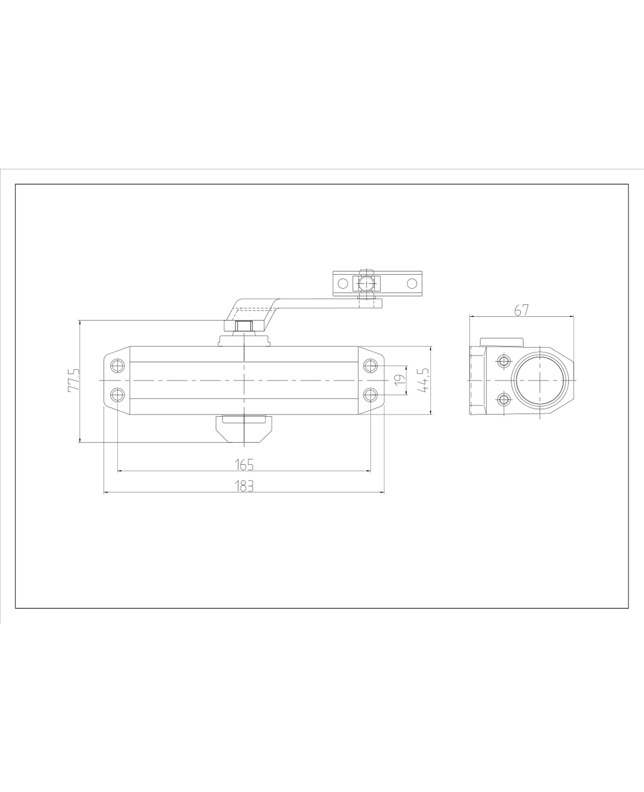 Brazo hidráulico uso residencial para puertas de 45 - 65 kgs con Retención a 90° — imagen 2
