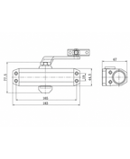 Brazo hidráulico uso residencial para puertas de 45 - 65 kgs con Retención a 90°