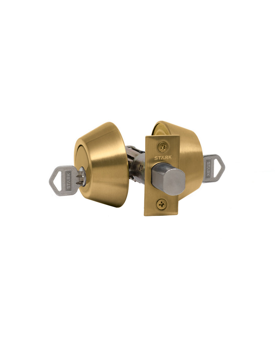 Cerrojo de seguridad, cilindro exterior e interior. (Bronce pulido). SKU: SDCE0-PB