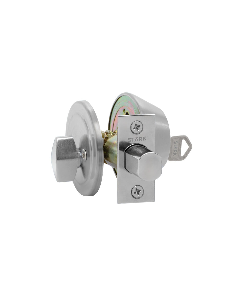 Cerrojo de seguridad, cilindro exterior y seguro interior. (Acero inoxidable). SKU: SDCE4-AI