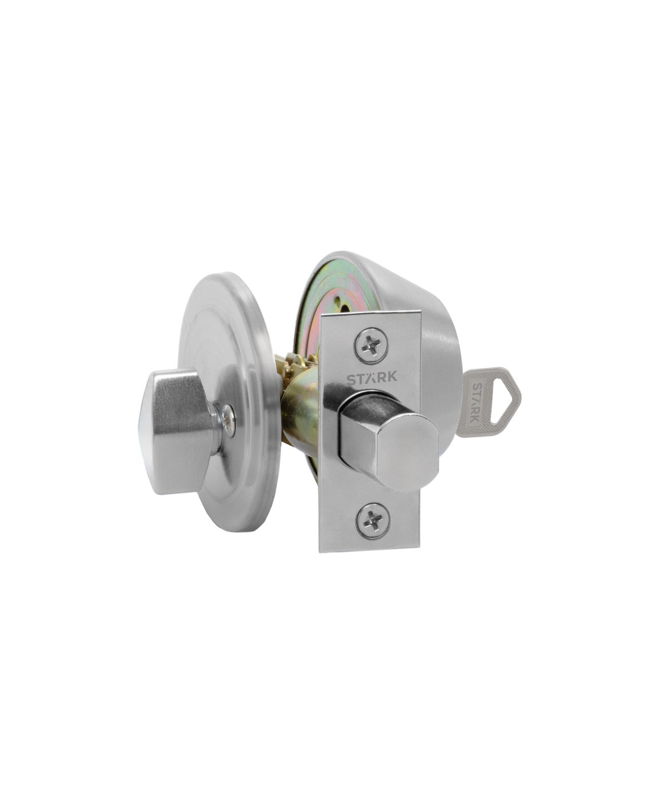 Cerrojo de seguridad, cilindro exterior y seguro interior. (Acero inoxidable). SKU: SDCE4-AI