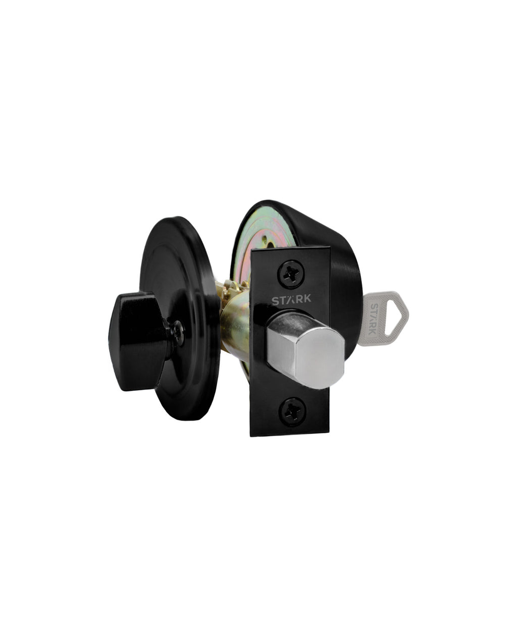 Cerrojo de seguridad, cilindro exterior y seguro interior. (Negro mate). SKU: SDCE4-BL