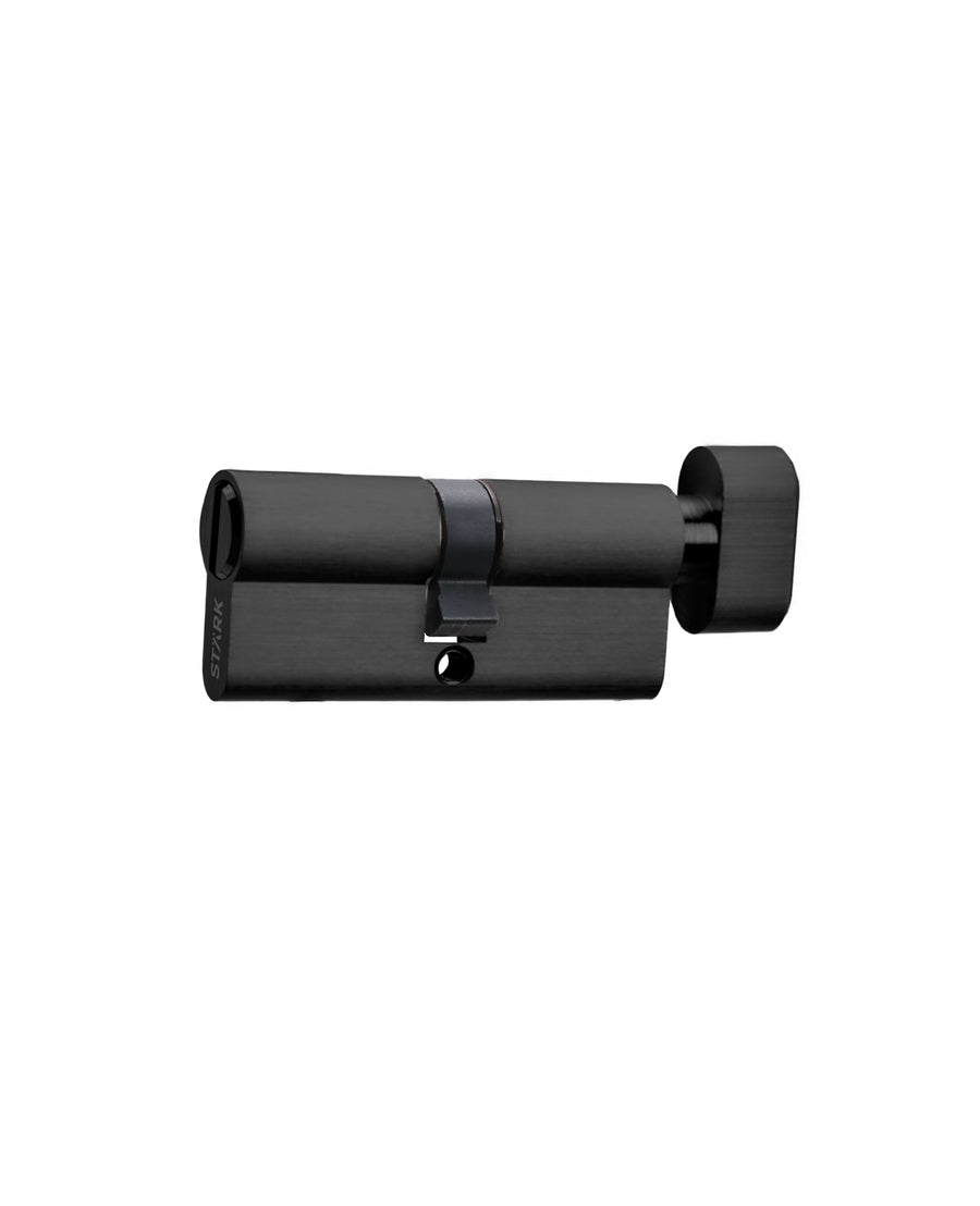 Cilindro baño 70 mm seguro interior/ranura emergencia exterior centrado. (Negro mate)