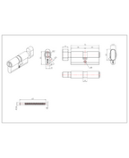 Cilindro baño 70 mm seguro interior/ranura emergencia exterior centrado. (Negro mate) — imagen 2