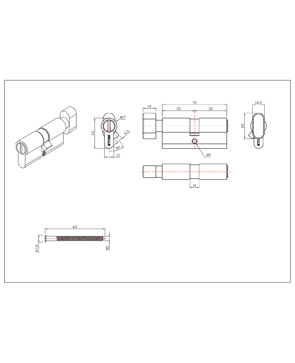 Cilindro baño 70 mm seguro interior/ranura emergencia exterior centrado. (Níquel satinado) — imagen 2
