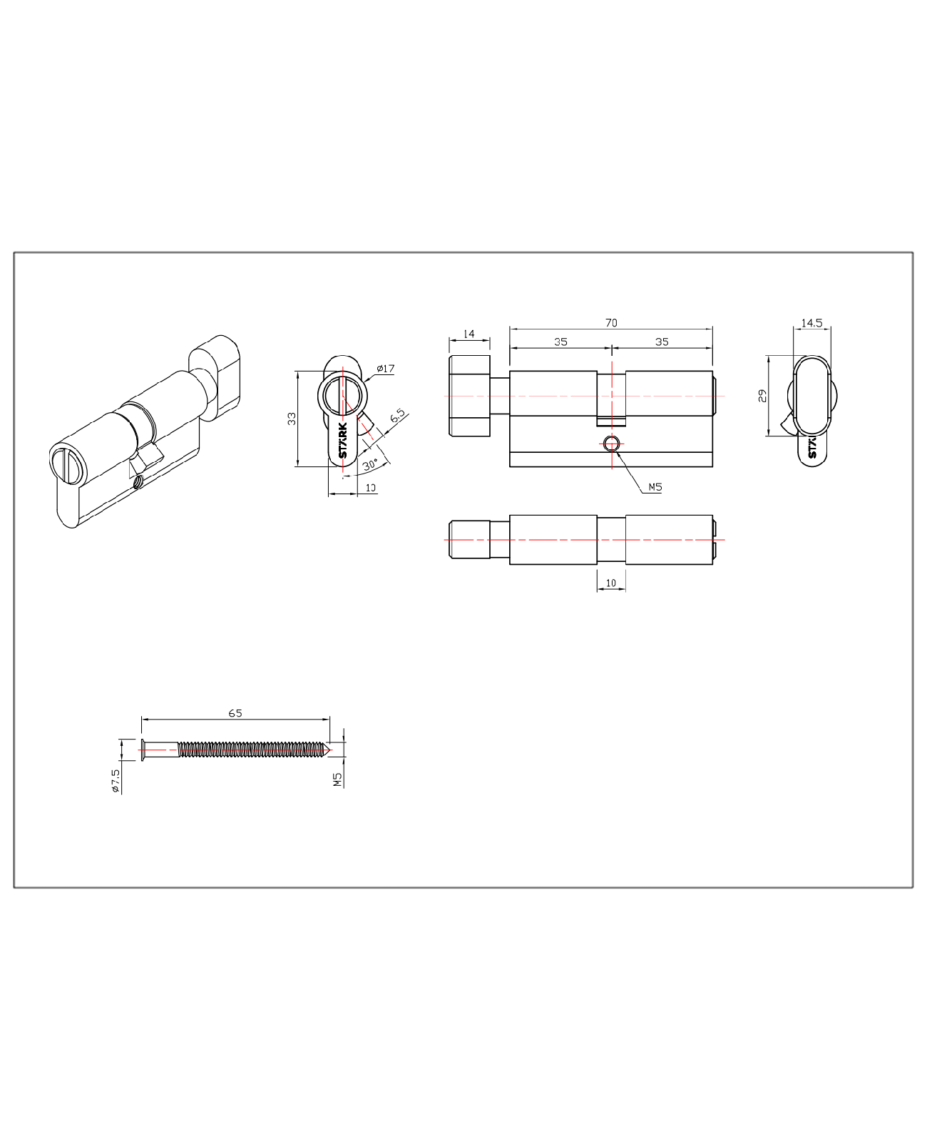 Cilindro baño 70 mm seguro interior/ranura emergencia exterior centrado. (Níquel satinado) — imagen 2
