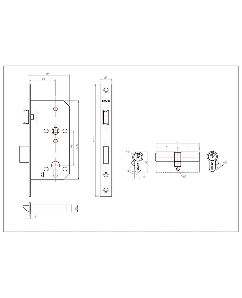 Cerradura de embutir puerta acceso principal, cilindro ambos lados. (Negro mate). SKU: SDE200-BL.CL70 — imagen 2