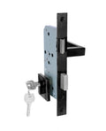 Cerradura de embutir puerta de acceso principal. Cilindro ambos lados. Manilla interior IZQUIERDA, Modelo: MIKA (Negro mate)