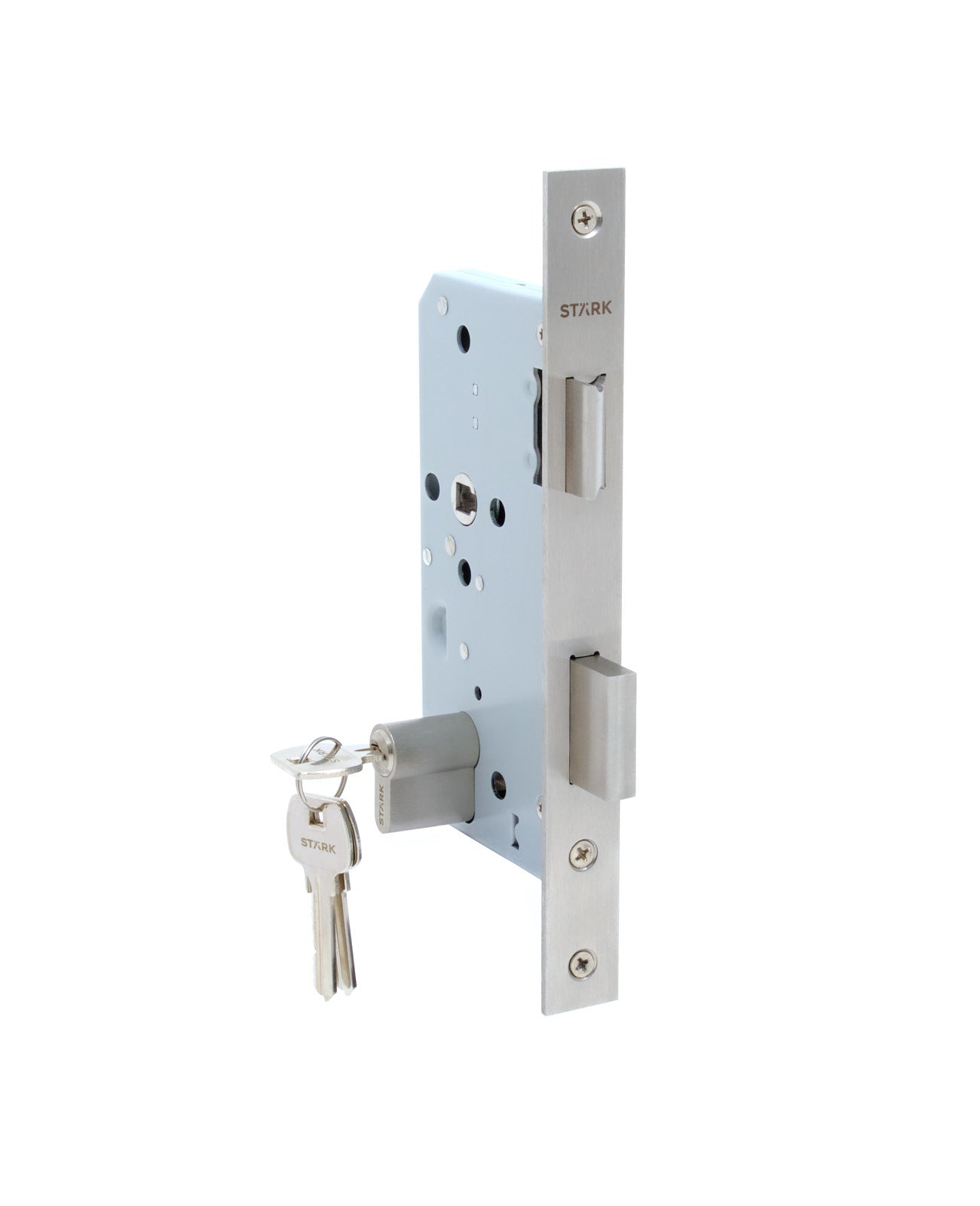 Cerradura de embutir puerta acceso principal, cilindro ambos lados. (Acero inoxidable 304). SKU: SDE200-AI.CL70