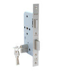 Cerradura de embutir puerta acceso principal, cilindro ambos lados. Resistente al fuego (260 min). (Acero inoxidable 304). SKU: SDE200-AI.F.CL70