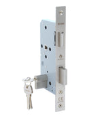 Cerradura de embutir puerta acceso principal, cilindro ambos lados. Resistente al fuego (260 min). (Acero inoxidable 304). SKU: SDE200-AI.F.CL70