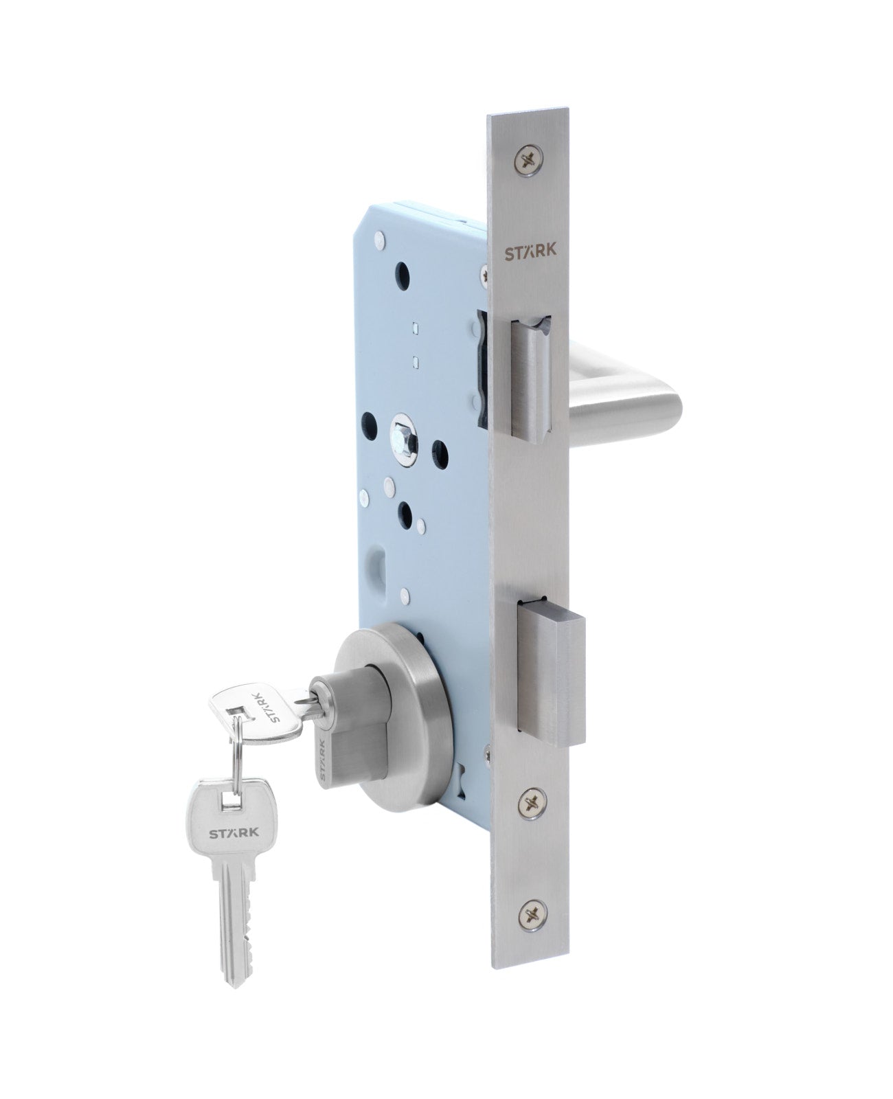 Cerradura de embutir puerta acceso principal. Cilindro ambos lados. Manilla interior derecha o izquierda, Modelo: TUTU. (Acero inoxidable 304). SKU: SDE200-AI.KIT.TUTU1/2