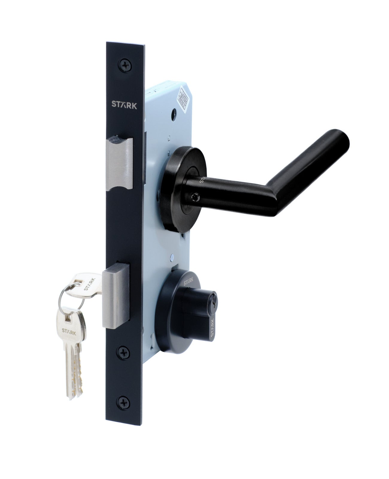 Cerradura de embutir puerta acceso principal. Cilindro ambos lados. Manilla interior derecha o izquierda, Modelo: TUTU. (Negro mate). SKU: SDE200-BL.KIT.TUTU1/2 — imagen 2