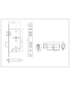 Cerradura de embutir puerta acceso principal, oficina o dormitorio, cilindro exterior / seguro interior. (Negro mate). SKU: SDE204-BL.SEG/CL70 — imagen 3