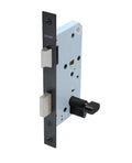 Cerradura de embutir puerta acceso principal, oficina o dormitorio, cilindro exterior / seguro interior. (Negro mate). SKU: SDE204-BL.SEG/CL70