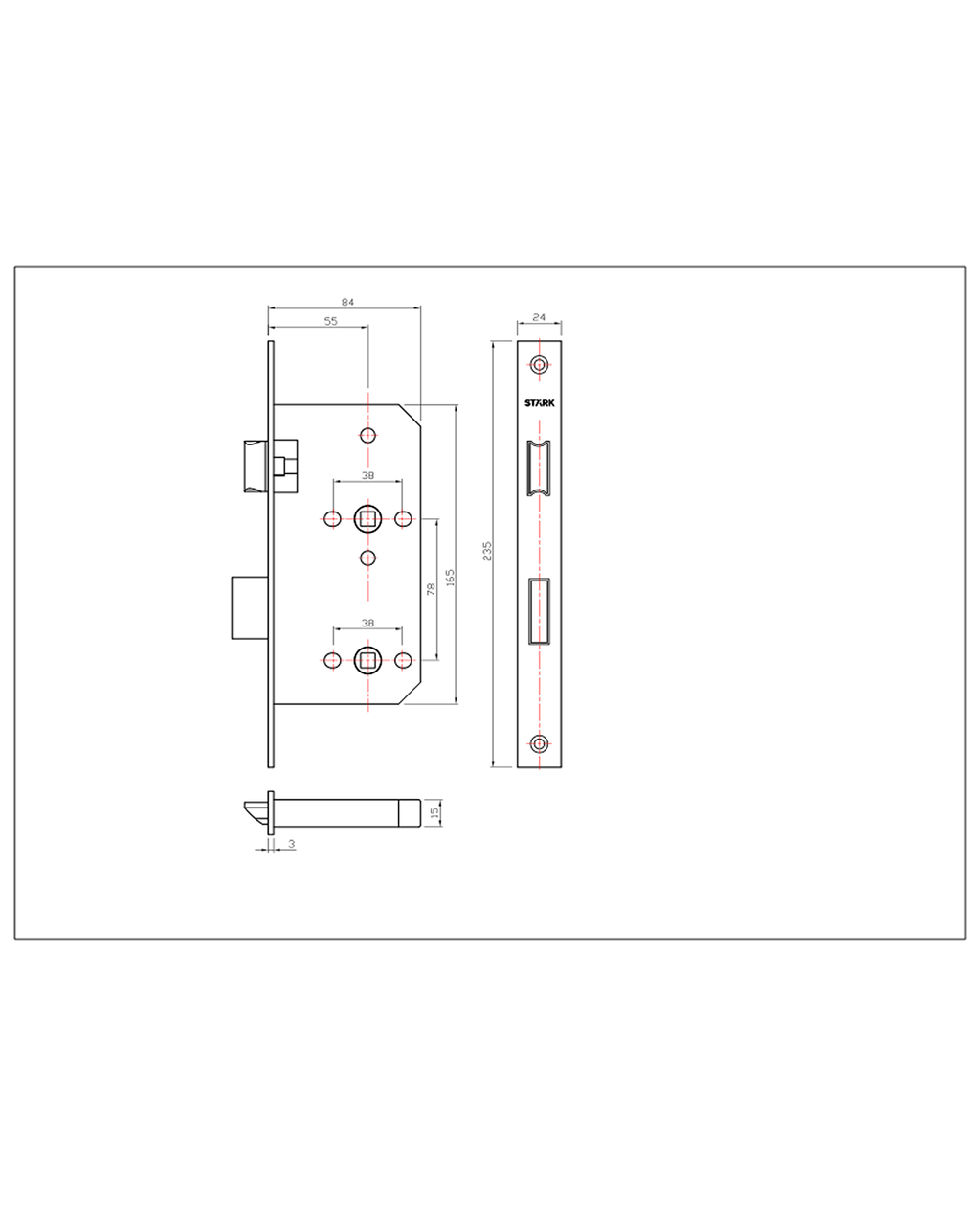 Cerradura de embutir función baño. Seguro interior / ranura emergencia exterior. (Negro mate). SKU: SDE230-BL — imagen 2