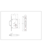 Cerradura de embutir de seguridad puerta corredera, cilindro exterior y seguro interior. Cerrojo doble enganche. (Acero inoxidable 304). — imagen 2
