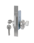 Cerradura de embutir de seguridad puerta corredera, cilindro exterior y seguro interior. Cerrojo doble enganche. (Acero inoxidable 304).