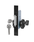 Cerradura de embutir de seguridad puerta corredera, cilindro exterior y seguro interior. Cerrojo doble enganche. (Negro mate).