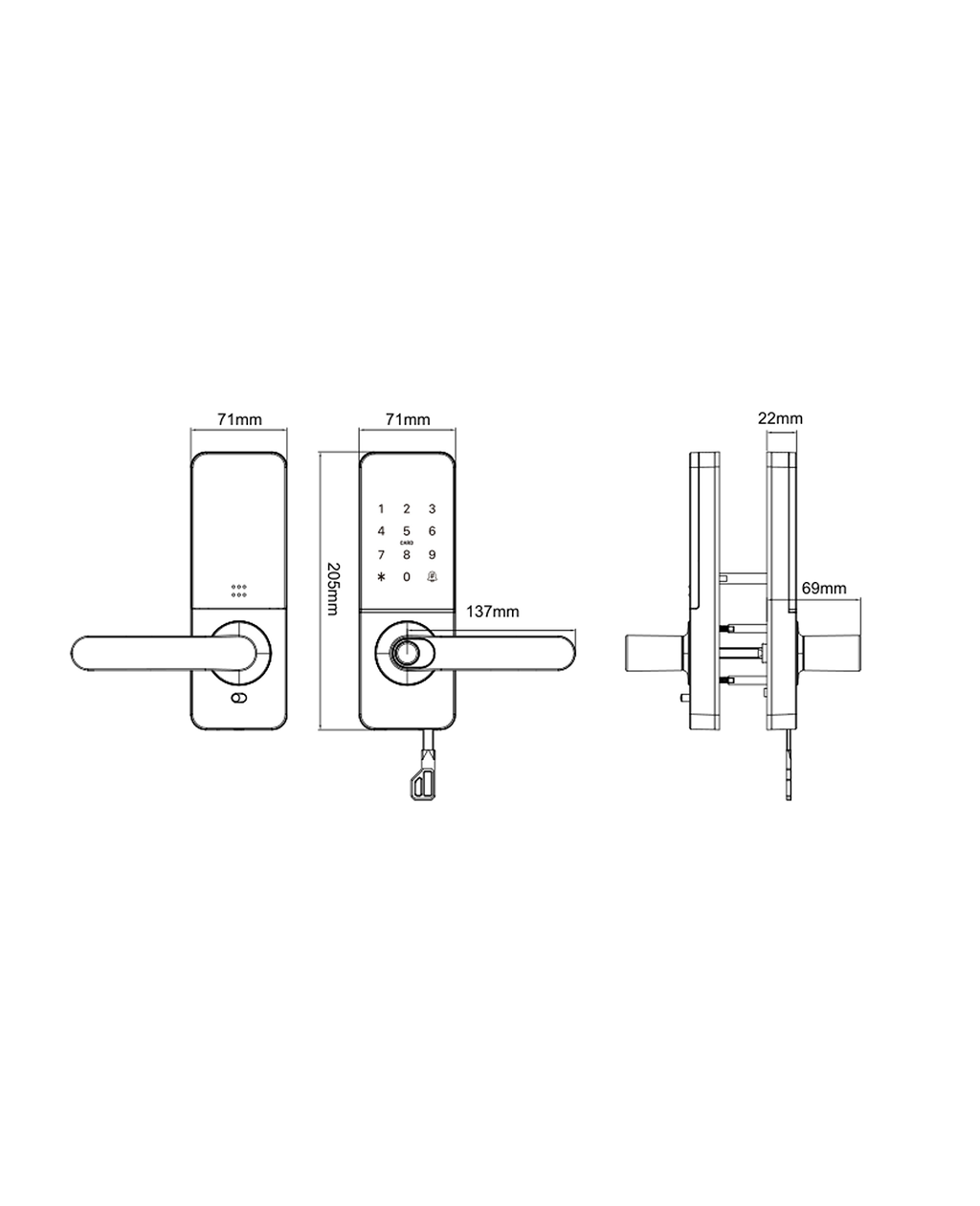 Cerradura Digital acceso principal. Modelo H92B  (WIFI incluido). Manilla reversible. *Recomendado para puertas nuevas o puertas con cerraduras de pomos instaladas* — imagen 4