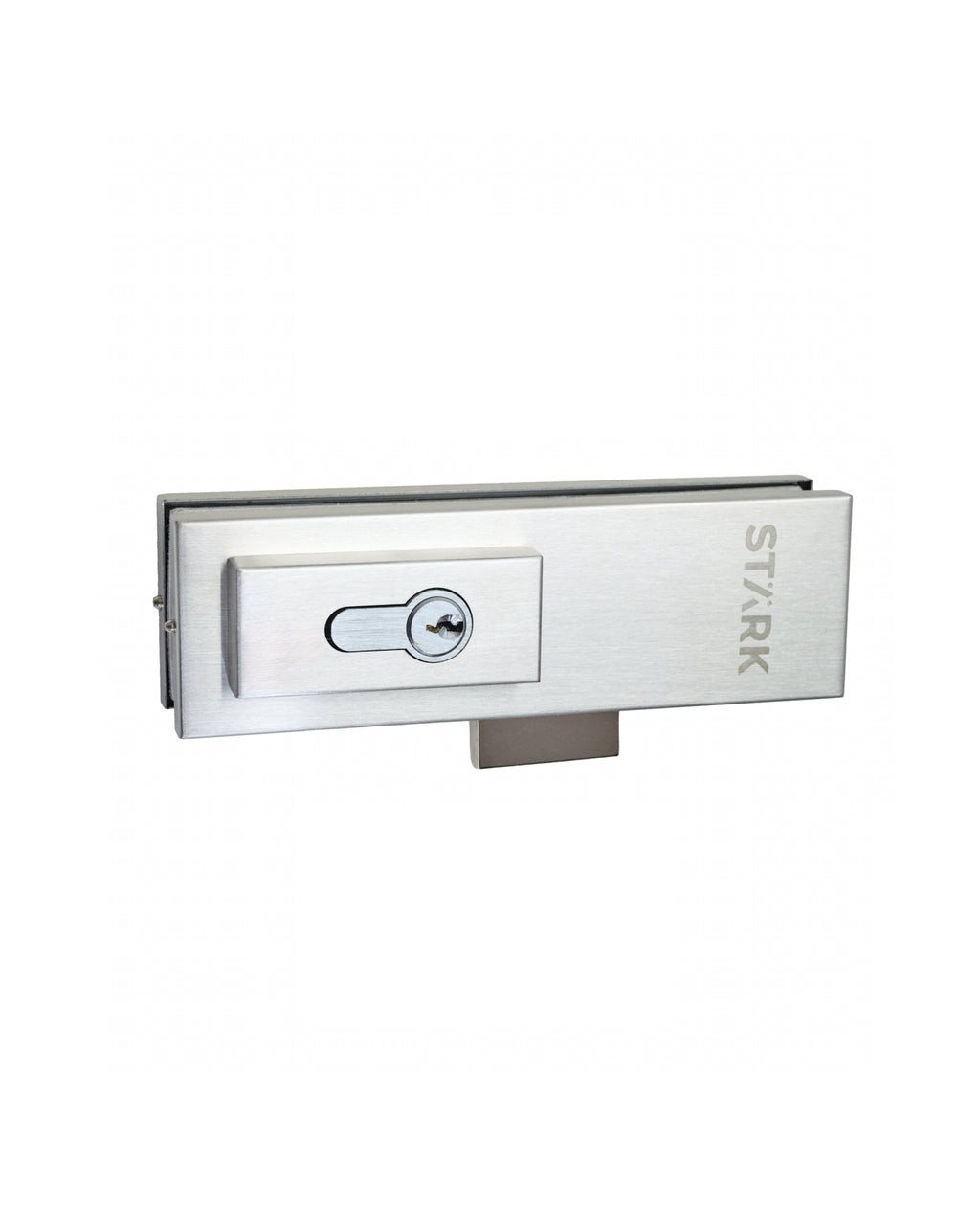 Cerradura para puerta de vidrio. Cilindro ambos lados. Acabado acero inoxidable.