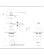 Cerradura tubular con manilla, Oficina - Dormitorio (Níquel satinado). SKU: SDM10-NS — imagen 3