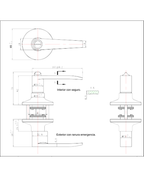 Cerradura tubular con manilla, Baño - Dormitorio. (Níquel satinado). SKU: SDM30-NS — imagen 3