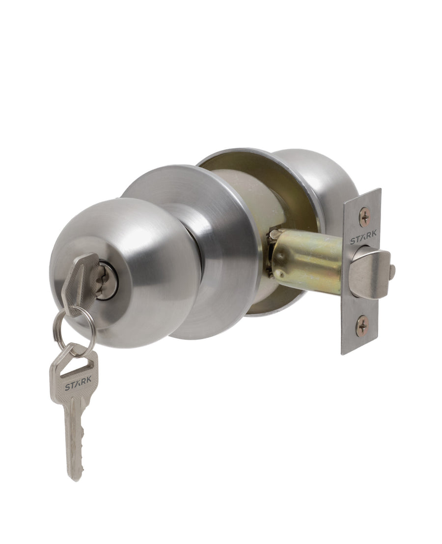 Cerradura de pomo cilíndrica, Oficina -Dormitorio. (Acero inoxidable 304). SKU: SDP10-AI