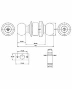 Cerradura de pomo cilíndrica, Oficina -Dormitorio. (Acero inoxidable 304). SKU: SDP10-AI