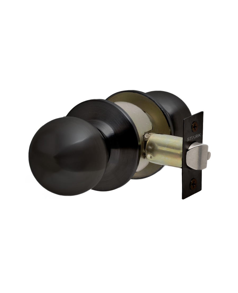 Cerradura de pomo cilíndrica, simple paso. (Negro mate). SKU: SDP40-BL