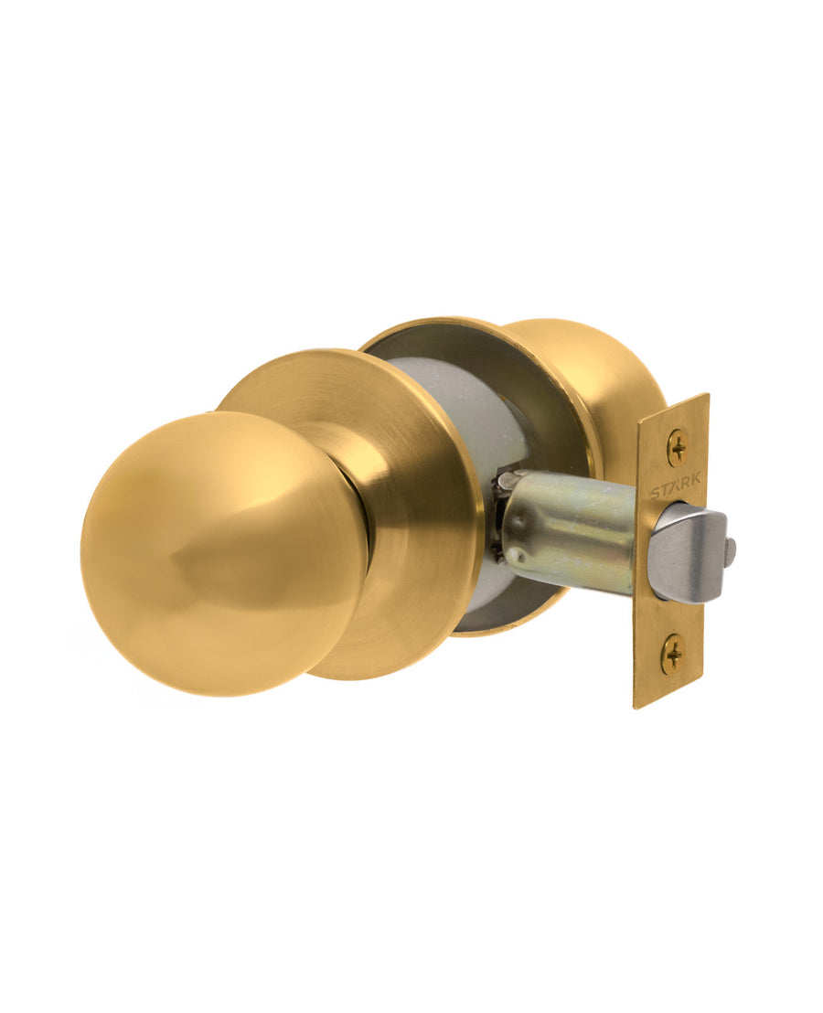 Cerradura de pomo cilíndrica, simple paso. (Bronce pulido). SKU: SDP40-PB