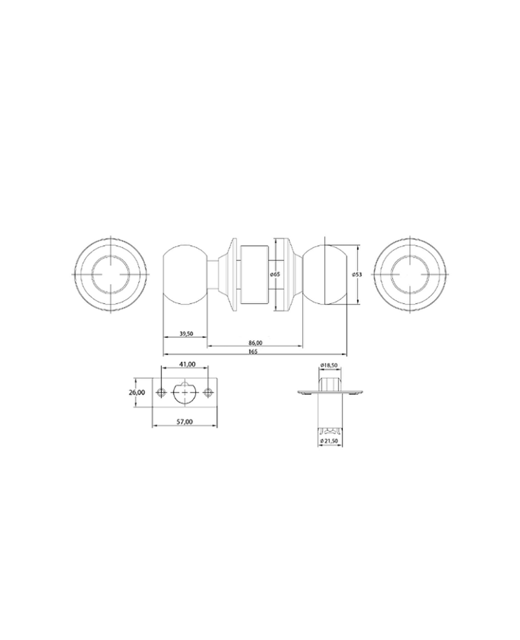 Cerradura de pomo cilíndrica, simple paso. (Acero inoxidable 304). SKU: SDP40-AI — imagen 2