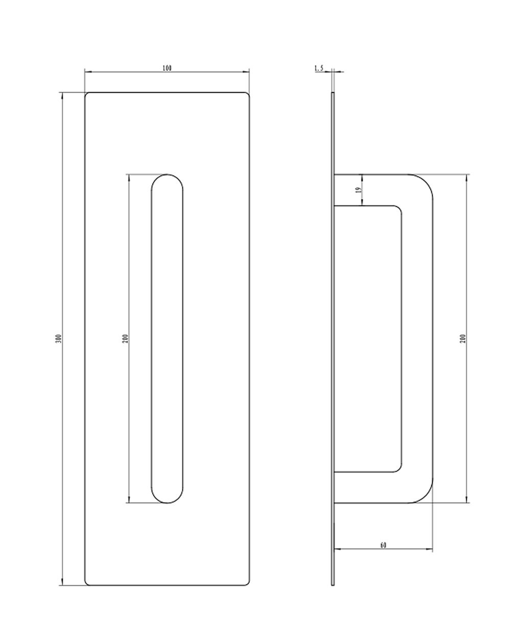 Placa de empuje. Pull / Push (Acero inoxidable 304) — imagen 2