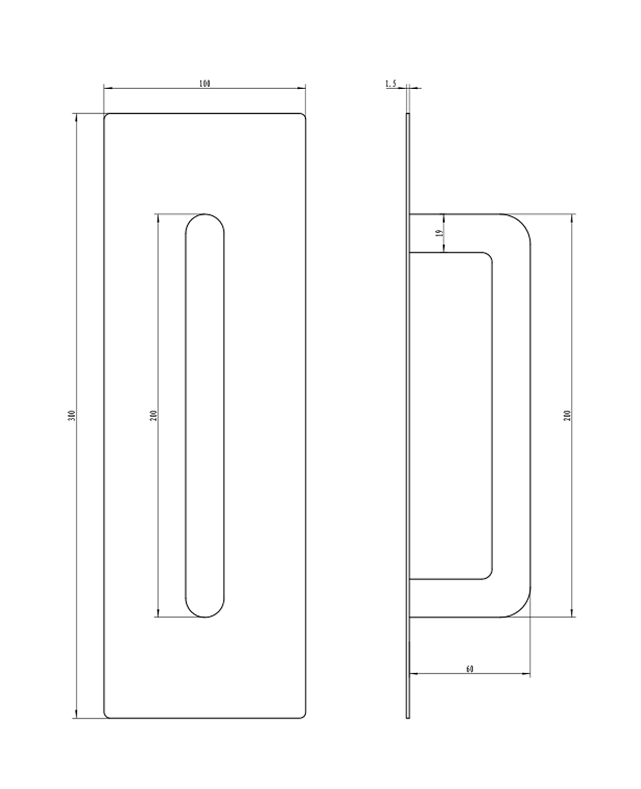 Placa de empuje. Pull / Push (Acero inoxidable 304) — imagen 2