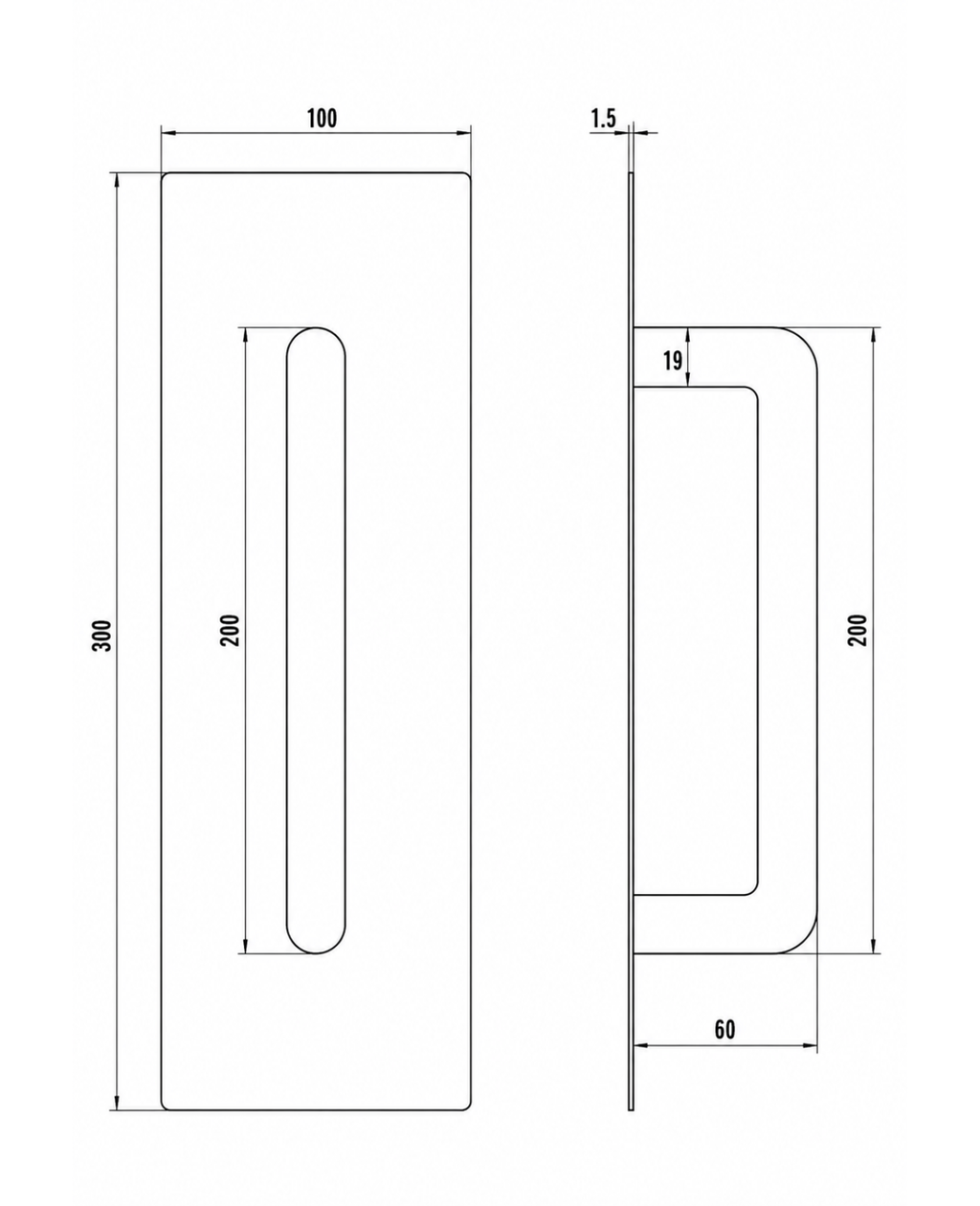 Placa de empuje. Pull / Push (Acero inoxidable 304)