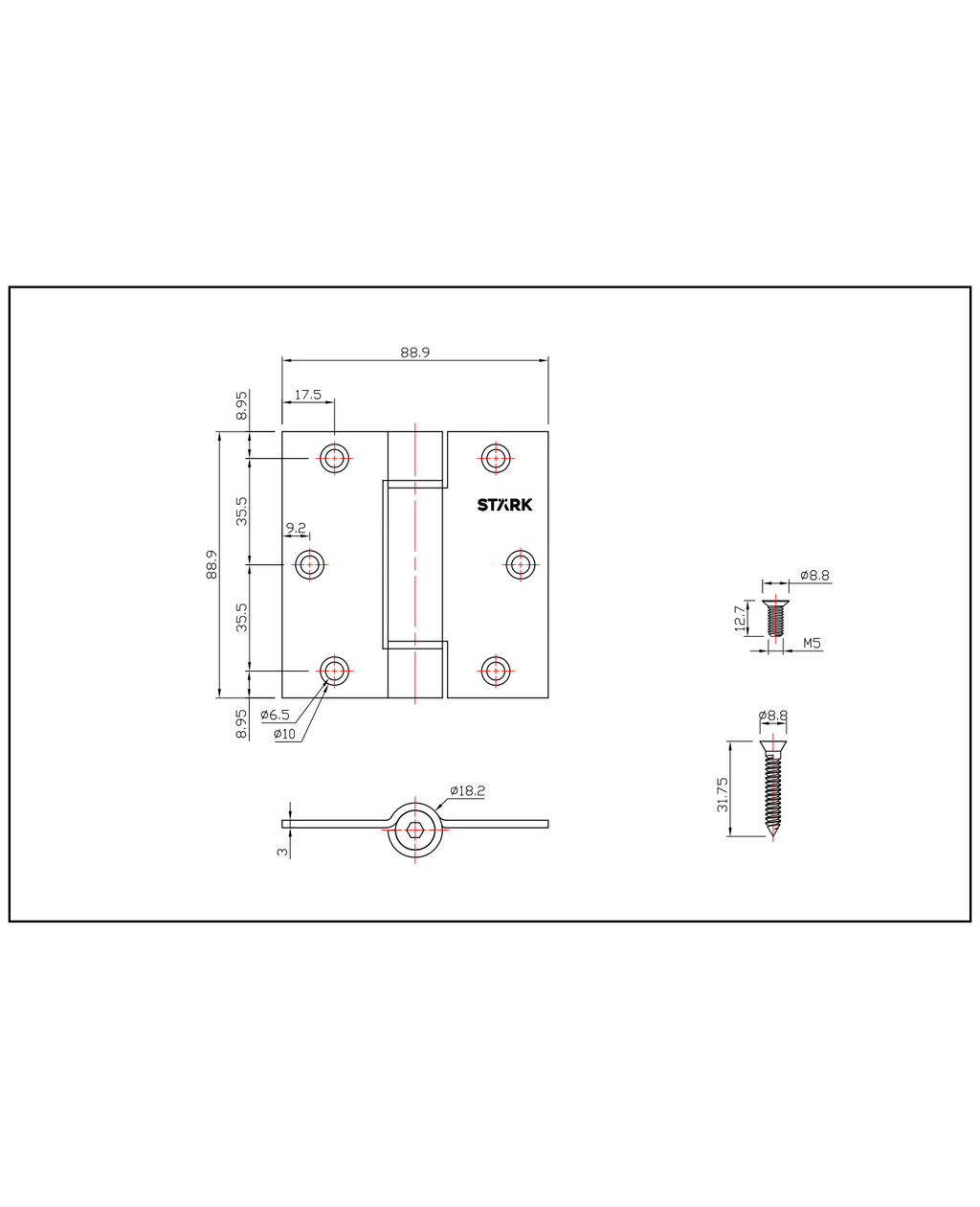 2 Bisagras con resorte de 3,5″x3,5″. 3 mm espesor. (Acero inoxidable 304) — imagen 2