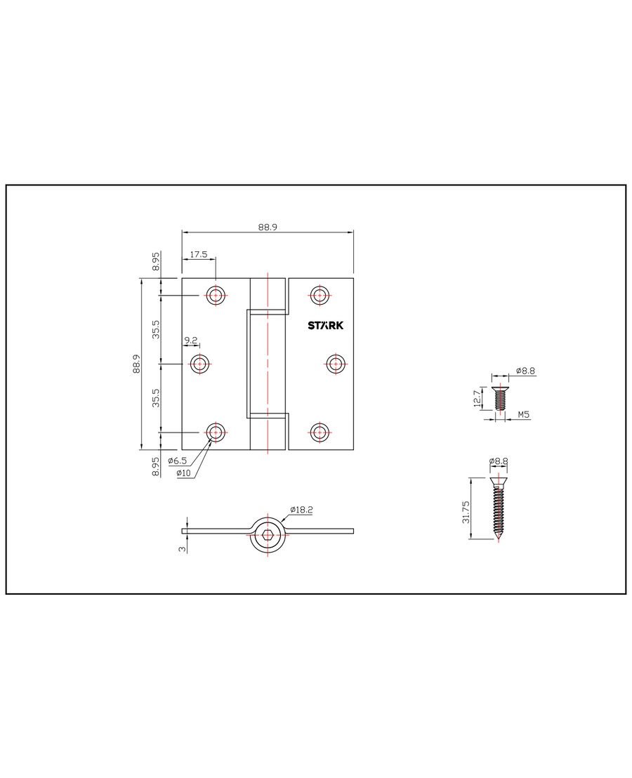 2 Bisagras con resorte de 3,5″x3,5″. 3 mm espesor. (Acero inoxidable 304) — imagen 2